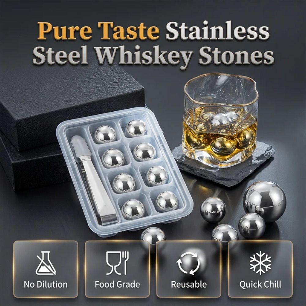 Whiskey Stone Set - Kostki lodu ze stali nierdzewnej 25