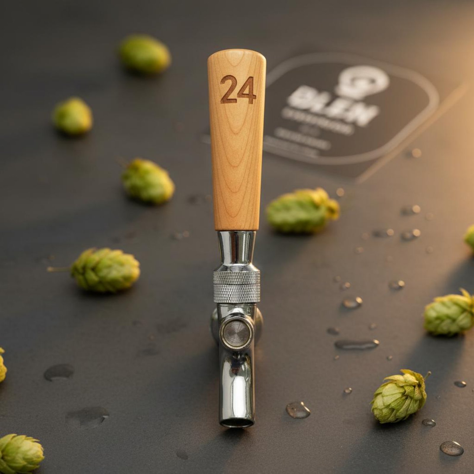 Wine Beer Usa - Krótki drewniany uchwyt do kranu do