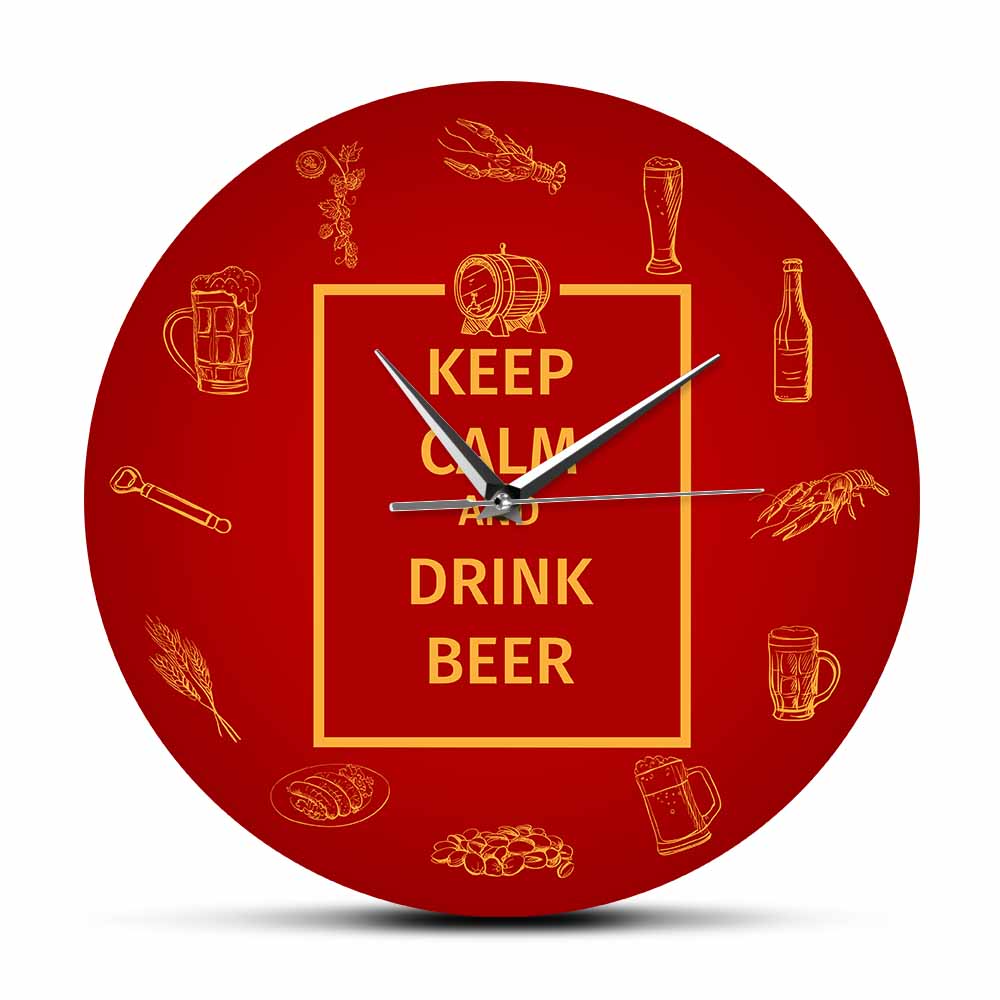 Wine Beer Restaurant - Zegar ścienny Keep Calm And Drink